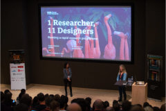 TSpeakers Mansha Manohar and Jenny Hart sharing how they run rapid UX research at BBC at The UX Conference in September 2018